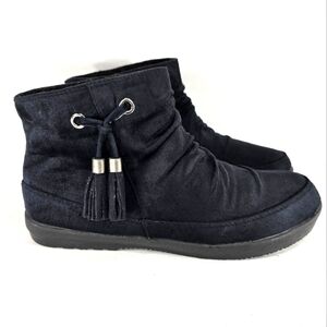 Unionbay NEW Liz U Black Microfiber, Pull On, Tassel Ankle Bootie. Women's 8.5M